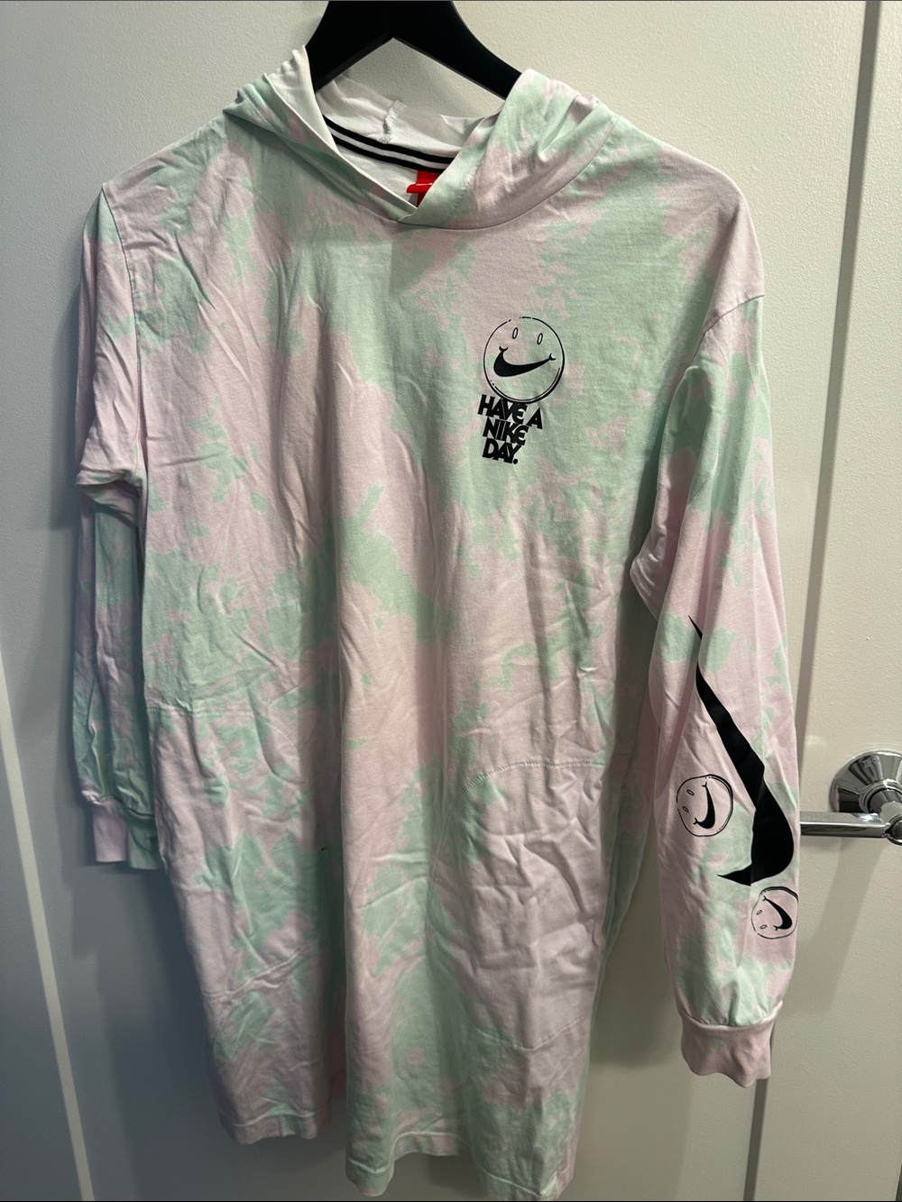 Nike Pink & Mint Tie-Dye Smiley Hoodie Dress